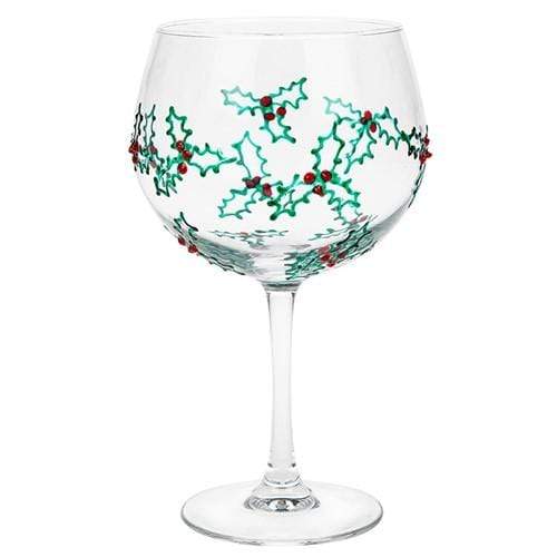 Sunny By Sue Gin Glass Christmas Gin & Tonic Glass - Holly