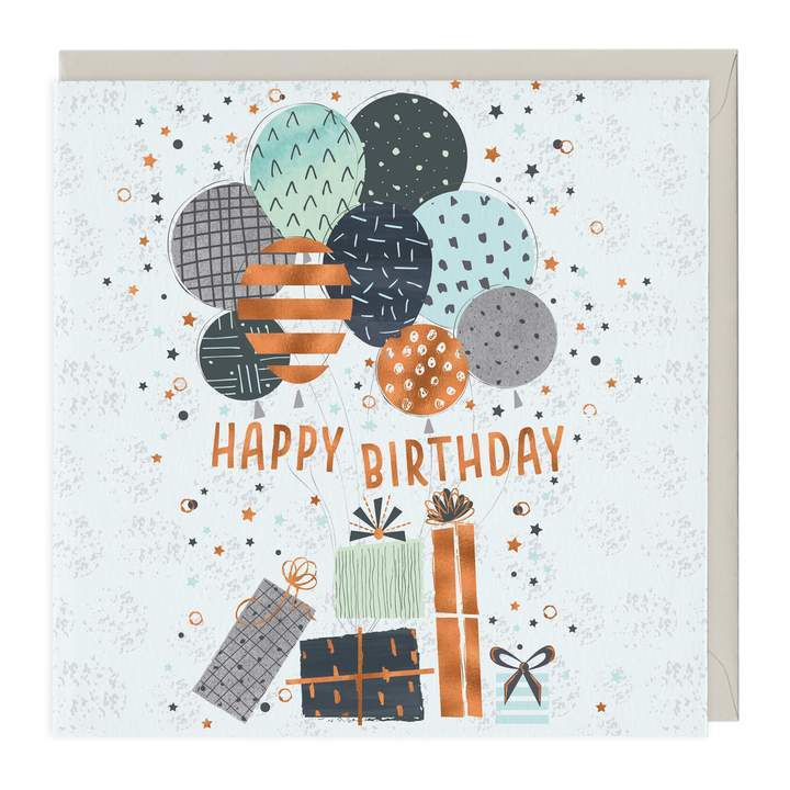 Whistlefish Birthday Card Balloons and Presents Happy Birthday Greeting Card