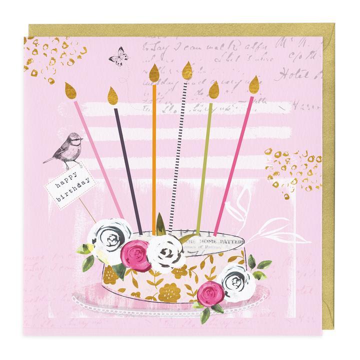 Whistlefish Birthday Card Pink Cake Birthday Greeting Card