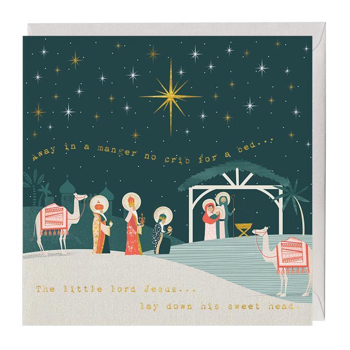Whistlefish Christmas Card 100% Recyclable Away in a Manger Christmas Card