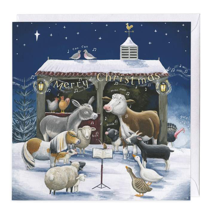 Whistlefish Christmas Card 100% Recyclable Farmyard Nativity Christmas Card