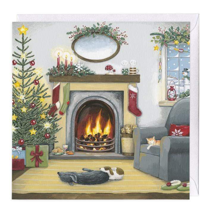 Whistlefish Greeting Card By the FIre Christmas Card