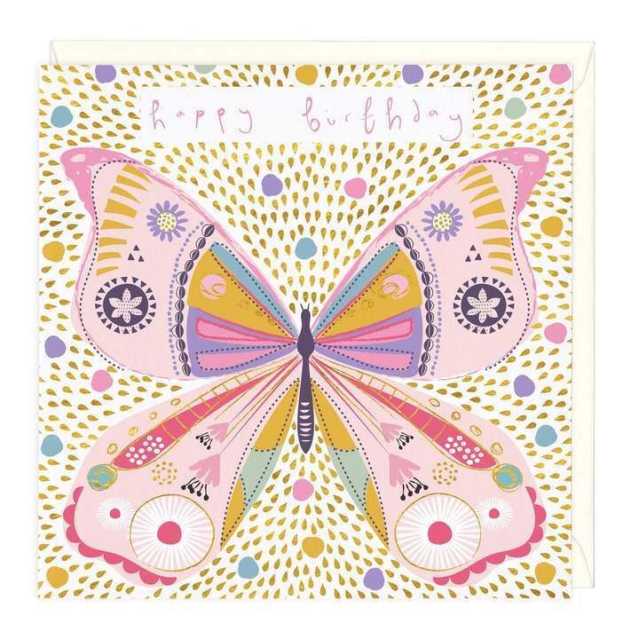 Whistlefish Greeting Card Golden Butterfly Birthday Greeting Card