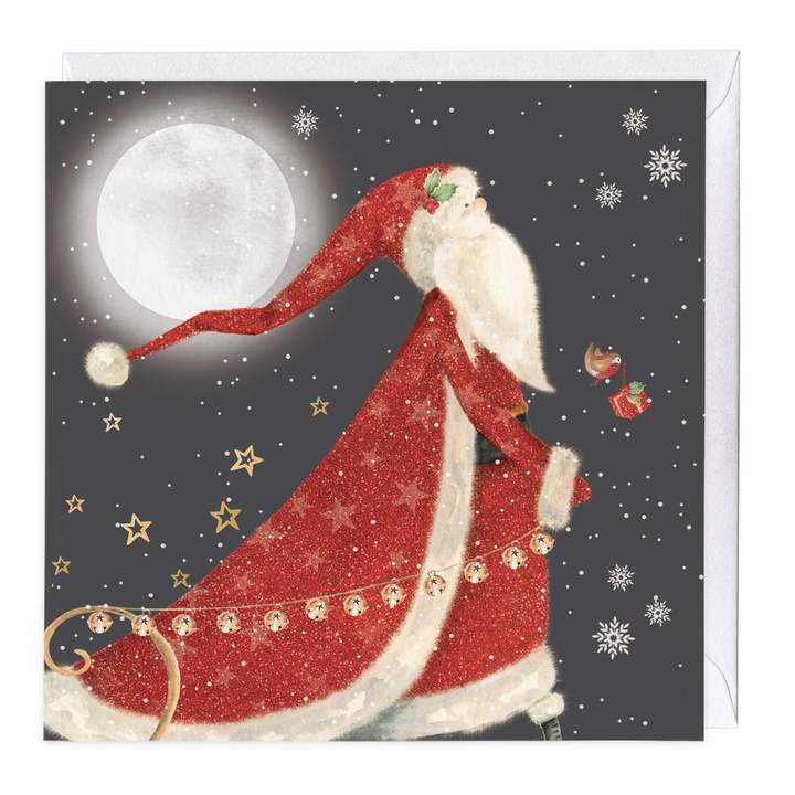 Whistlefish Greeting Card Santa at Night Christmas Card
