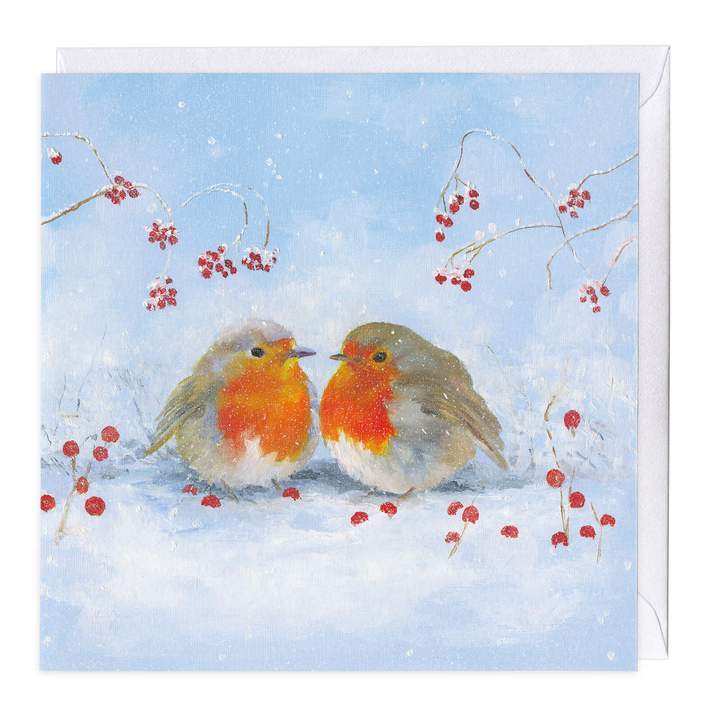 Whistlefish Greeting Card Two Robins Christmas Card