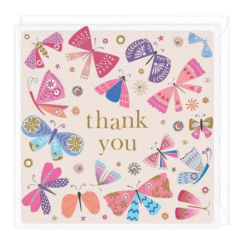 Whistlefish Greeting Card Whistlefish Thank You Card - Colourful Butterflies