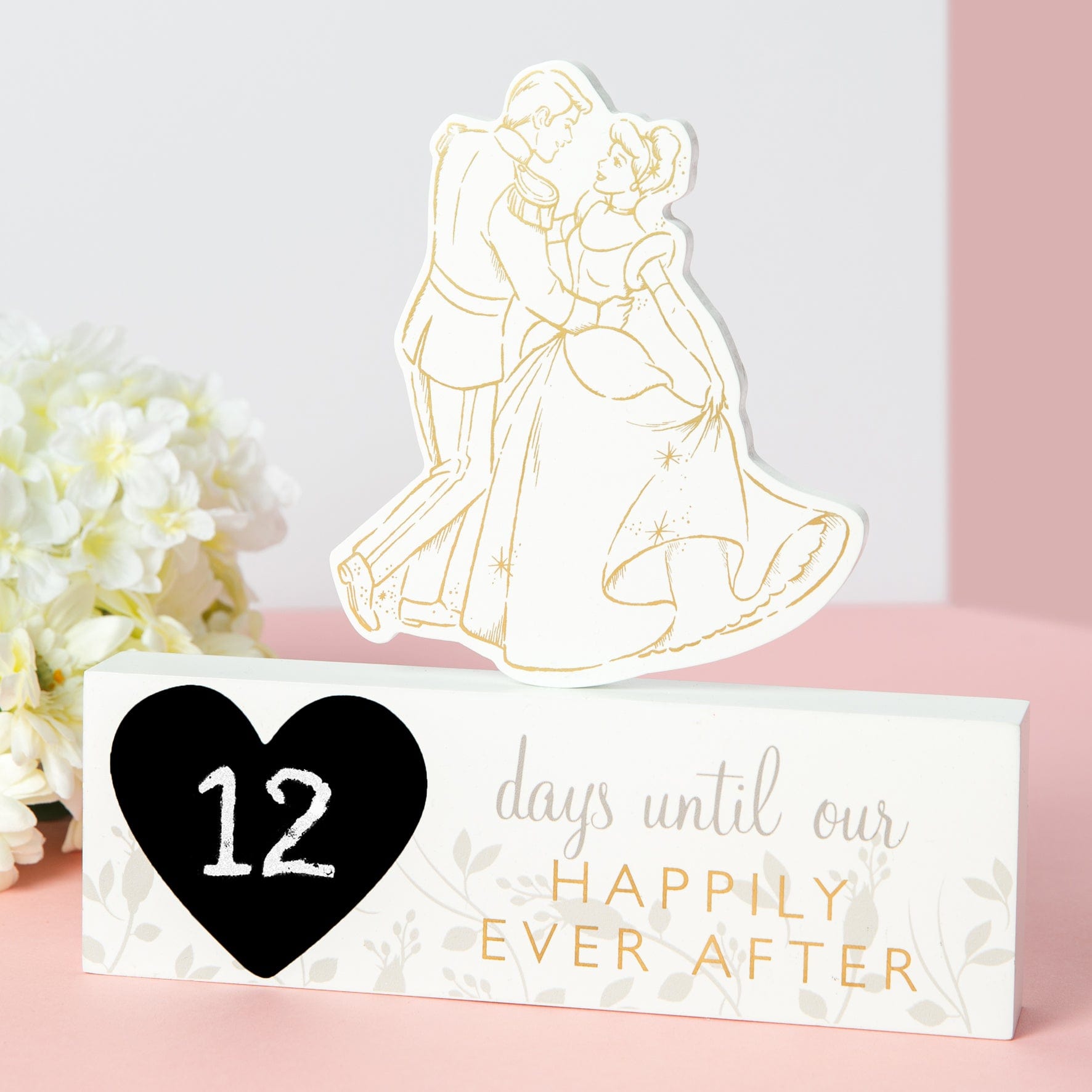 Widdop & Co Plaque Disney Cinderella & Prince Charming Wedding Countdown Plaque