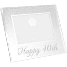 Widdop Photo Frames Glitter Glass - Silver Mirror 4 x 6 inch Photo Frame - Happy 40th