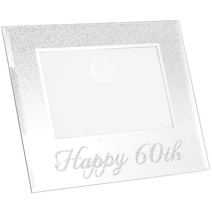 Widdop Photo Frames Glitter Glass - Silver Mirror 4 x 6 inch Photo Frame - Happy 60th