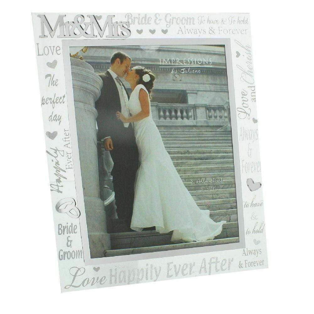 Widdop Photo Frames Mirror Glass 3D Words Mr & Mrs Wedding Frame - 8'' x 10''