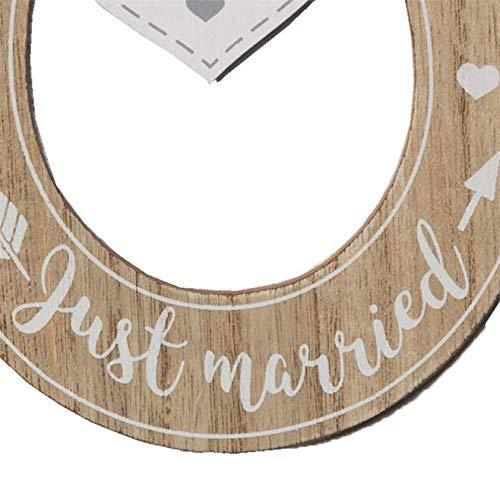 Widdop Plaque Wedding 'Mr & Mrs' 'Just Married' Wooden Horseshoe with Hearts