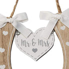 Widdop Plaque Wedding 'Mr & Mrs' 'Just Married' Wooden Horseshoe with Hearts