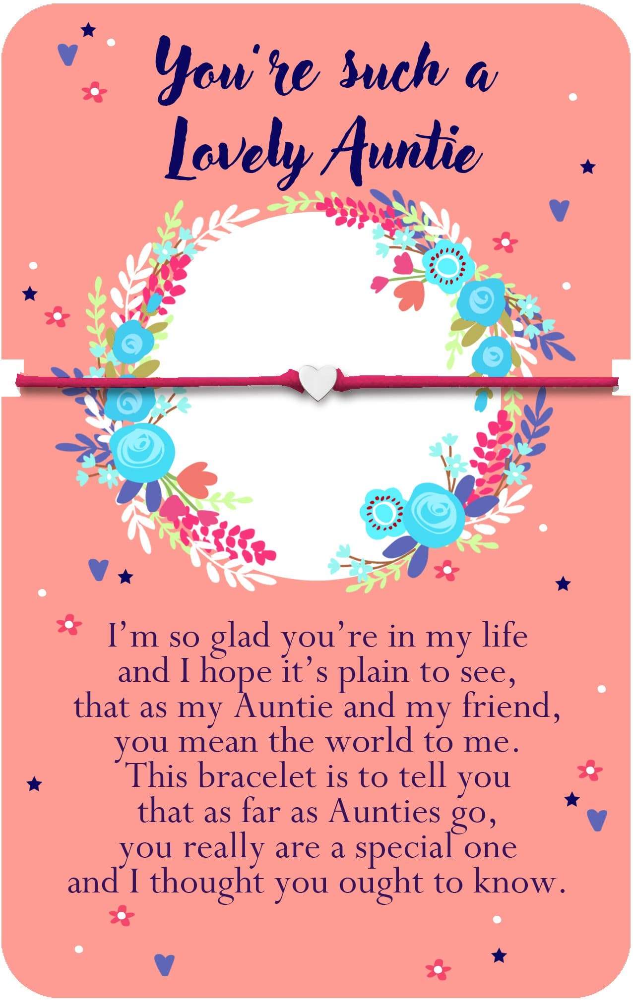 WPL Gifts Keepsake Cord Bracelet Heartwarmers Sentiment Cord Bracelet - Auntie