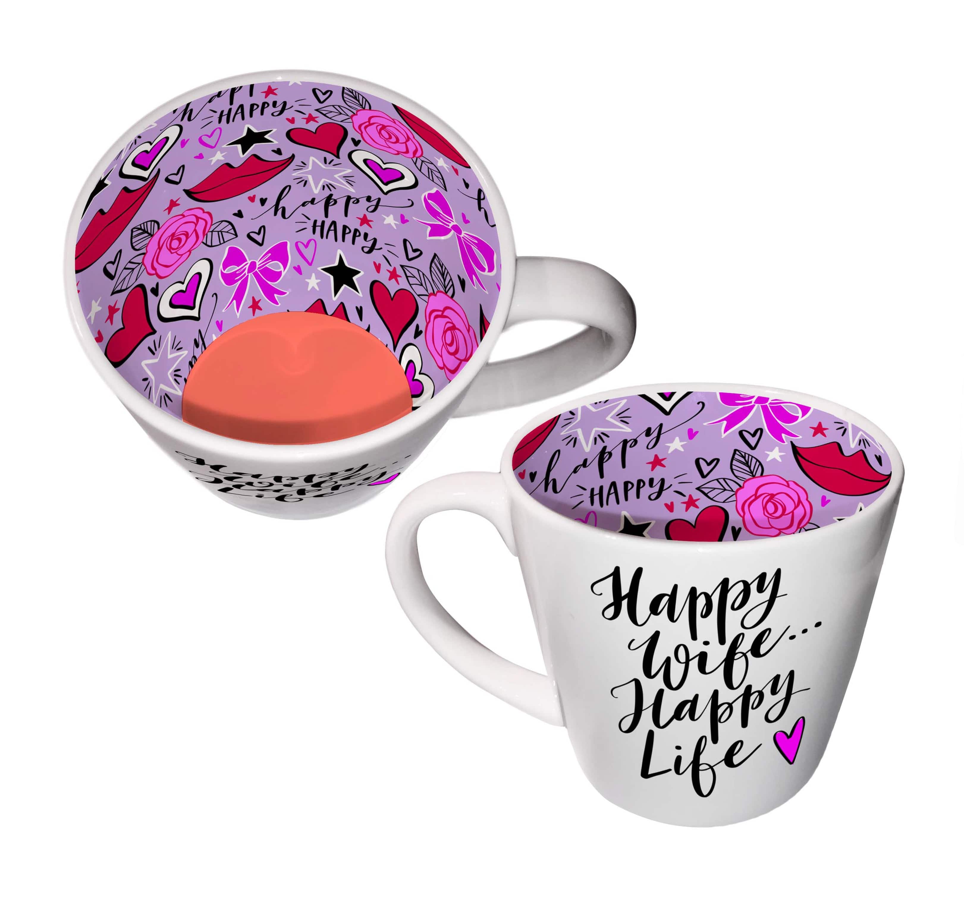 WPL Gifts Mug Inside Out Mug With Gift Box - Happy Wife Happy Life
