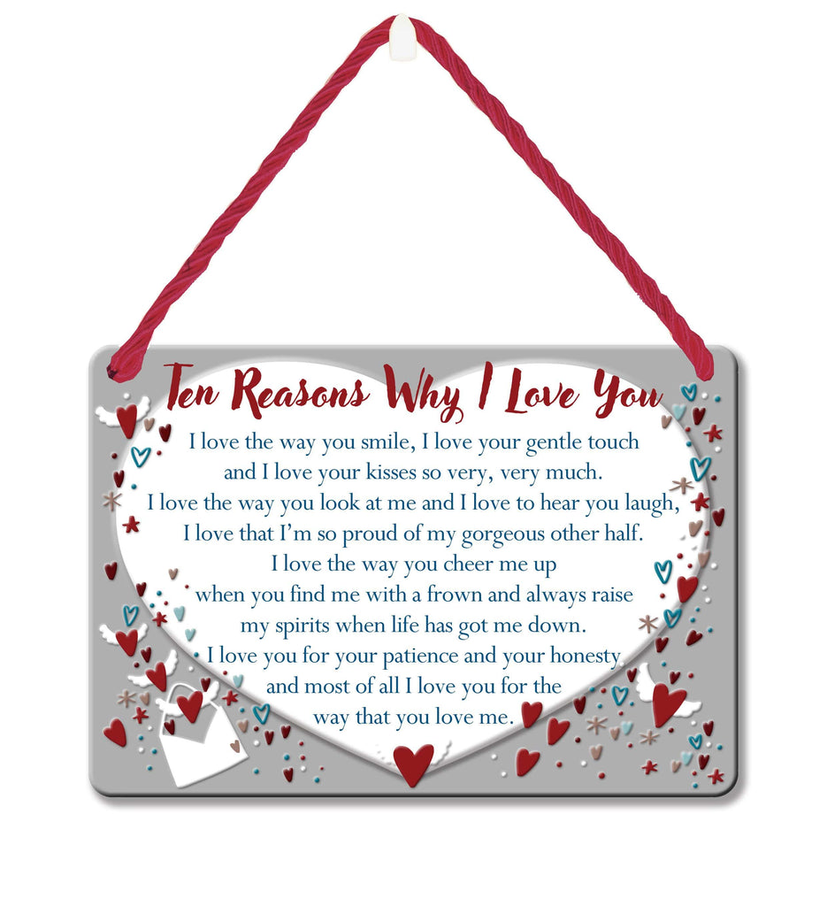 WPL Gifts Plaque Heartwarmers Hang-Ups Plaque - Ten Reasons I Love You