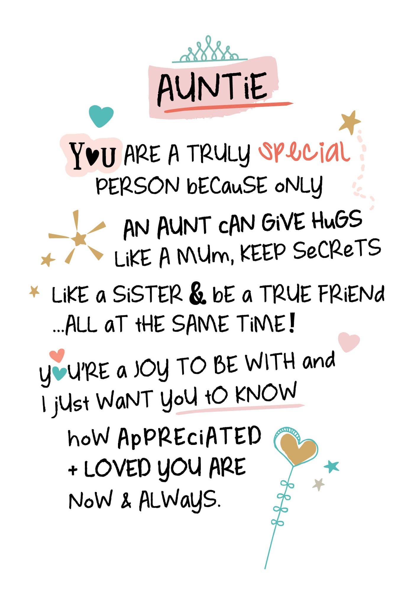 WPL Greeting Card Inspired Words Greetings Card - Auntie