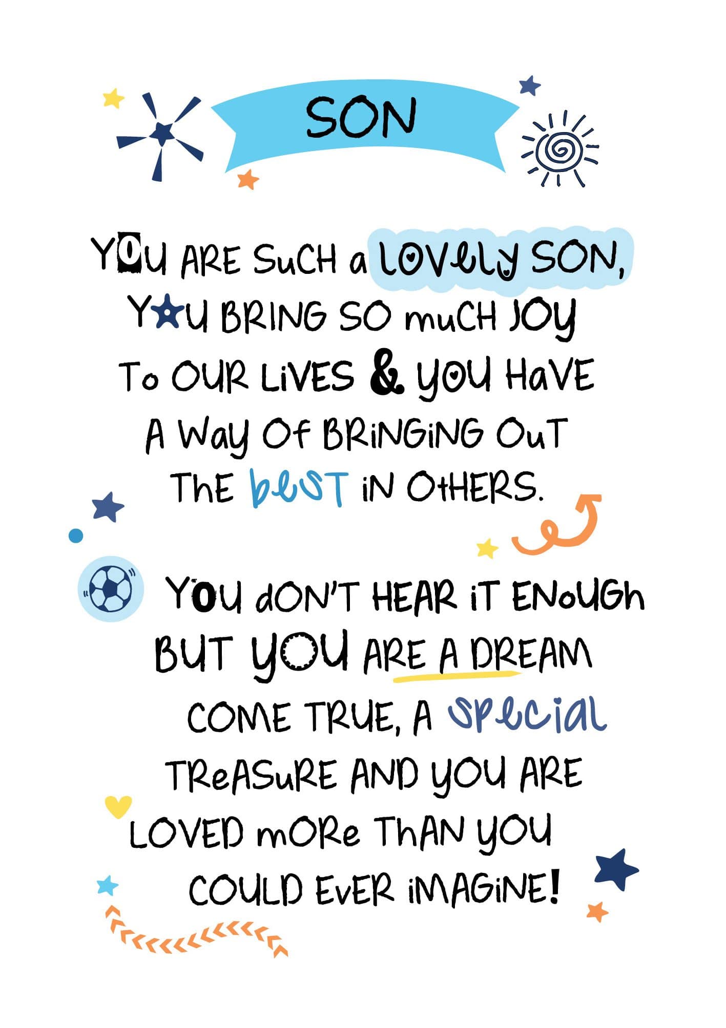 WPL Greeting Card Inspired Words Greetings Card - Son