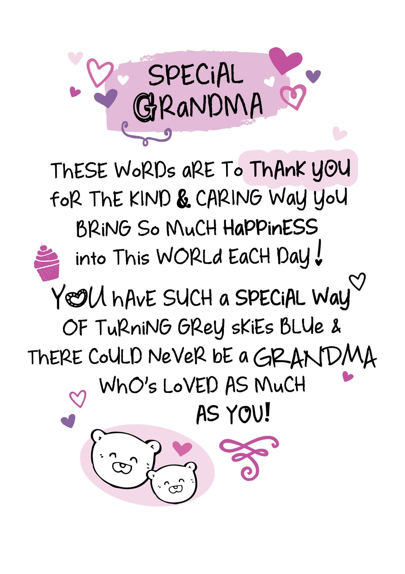WPL Greeting Card Inspired Words Greetings Card - Special Grandma