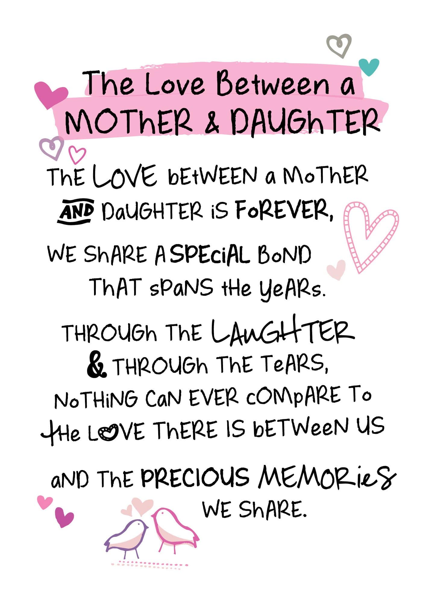 WPL Greeting Card Inspired Words Greetings Card - The Love Between A Mother & Daughter
