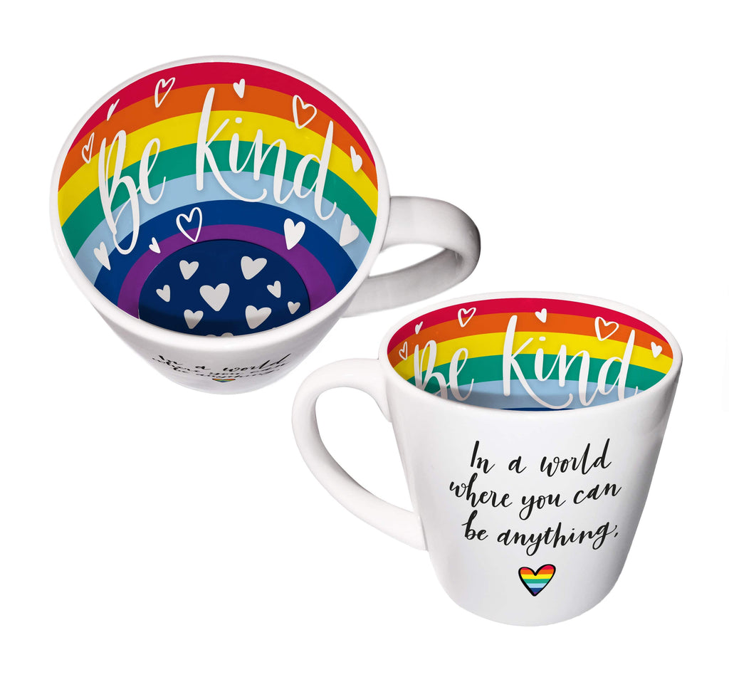 WPL Mug Inside Out Mug With Gift Box - Be Kind (Rainbow Heart)