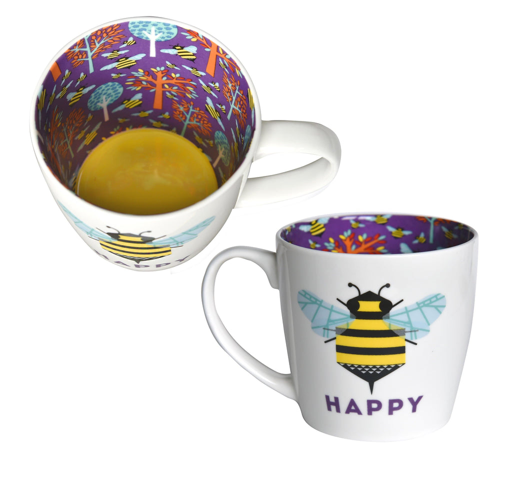 WPL Mug Inside Out Mug With Gift Box - Bee happy