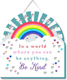 WPL Plaque More Than Words Wooden Hanging Sign - Be Kind Rainbow