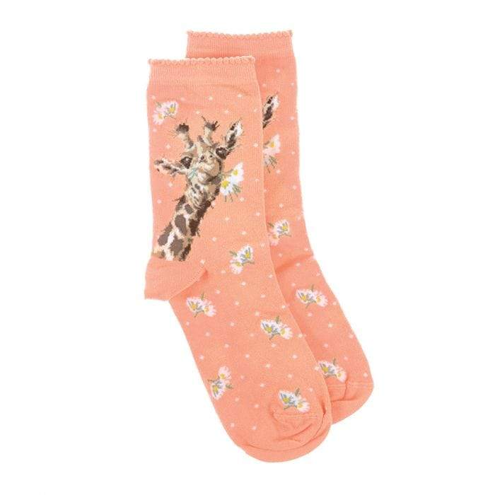 Wrendale Designs Socks Wrendale Bamboo Socks - Giraffe 'Flowers' - Orange