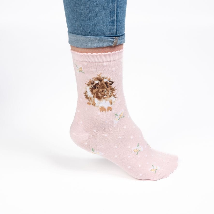 Wrendale Designs Socks Wrendale Bamboo Socks - Guinea 'Grinny' Pig - Pink