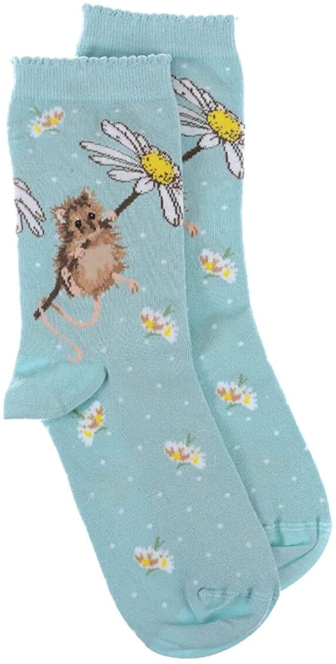 Wrendale Designs Socks Wrendale Bamboo Socks - Mouse 'Oops a Daisy' - Green